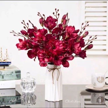 Hoa giả cành lẻ 5 nhánh 46cm - Hoa diên vĩ cao cấp, decor nhà cửa, chỉ 35.000₫