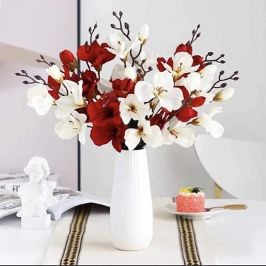 Hoa giả cành lẻ 5 nhánh 46cm - Hoa diên vĩ cao cấp, decor nhà cửa, chỉ 35.000₫