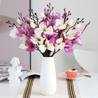 Hoa giả cành lẻ 5 nhánh 46cm - Hoa diên vĩ cao cấp, decor nhà cửa, chỉ 35.000₫