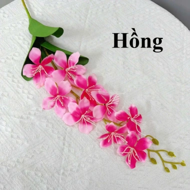 Hoa giả cành lẻ 9 bông 70cm - Hải đường lụa cao cấp, decor nhà cửa, 19.000