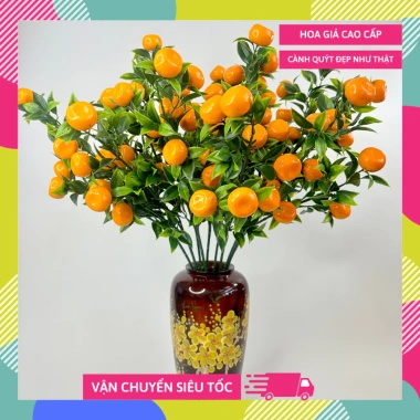 Hoa giả Cành Quýt 9 quả - Trang trí Tết cao cấp, siêu đẹp, giá 49.000 VNĐ