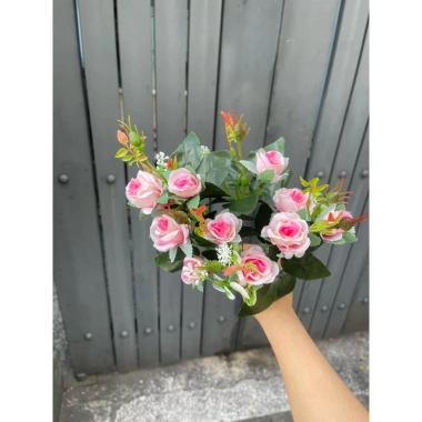 Hoa giả Combo 5-10 cành Hoa Hồng Tỷ Muội Lụa Hồng Sophia - Giá chỉ 140.000 VNĐ 6