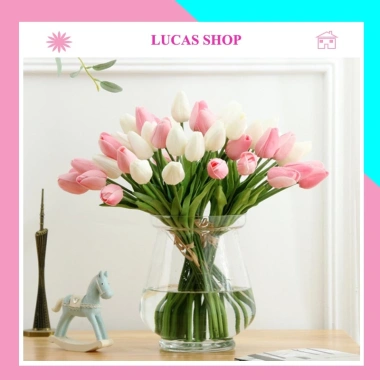 Hoa Giả Combo 5 cành Tulip 33cm - Nhiều màu, decor nhà cửa, giá 35.700₫