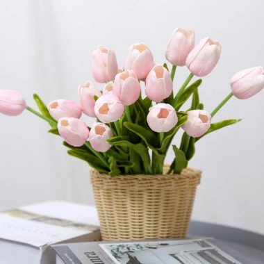 Hoa Giả Combo 5 cành Tulip 33cm - Nhiều màu, decor nhà cửa, giá 35.700₫