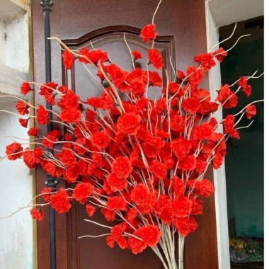 Hoa giả Đào râu cành dài 110cm tài lộc - Trang trí nhà, nội thất, may mắn - 14.790₫ 6