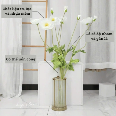 Hoa giả hoa anh túc lụa 110cm – Trang trí nhà, phụ kiện chụp hình, giá 39.800₫