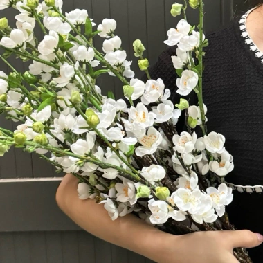 Hoa giả lụa cành đào cổ, cành mai đào, Trang trí Tết sang, giảm giá 98.000đ 4