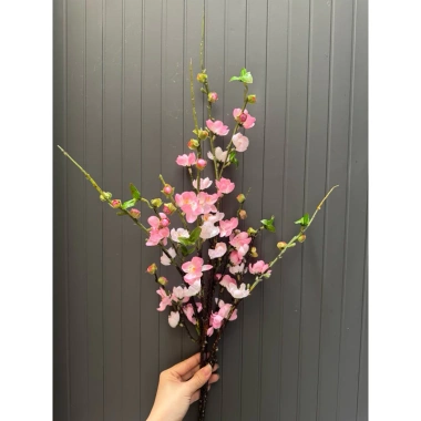 Hoa giả lụa cành đào cổ, cành mai đào, Trang trí Tết sang, giảm giá 98.000đ 9