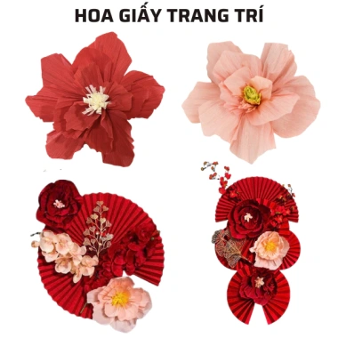 Hoa giấy nhún handmade trang trí lễ Tết, cưới, phòng khách - Giá chỉ 8.500đ