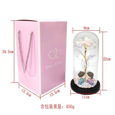 Hoa Hồng 3D LED Lồng Kính + Keo Túi Xách & Thiệp - Quà Valentine, Sinh Nhật, 8/3 6