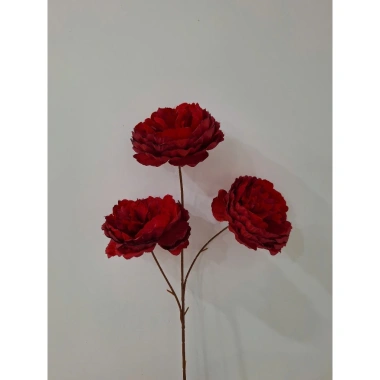 Hoa lụa 3 bông cao cấp màu đỏ decor tiệc cưới, sự kiện, tiệm cà phê, giá 18.000đ 4