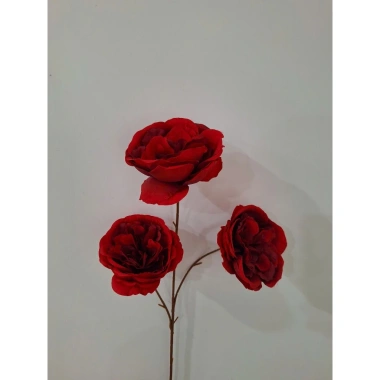 Hoa lụa 3 bông cao cấp màu đỏ decor tiệc cưới, sự kiện, tiệm cà phê, giá 18.000đ 5