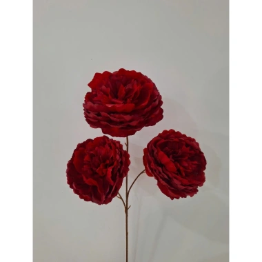 Hoa lụa 3 bông cao cấp màu đỏ decor tiệc cưới, sự kiện, tiệm cà phê, giá 18.000đ 6