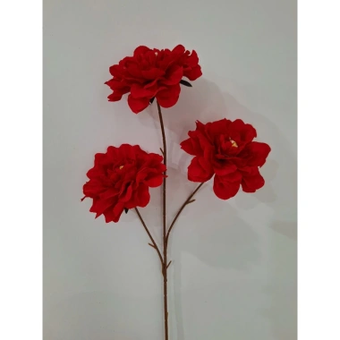 Hoa lụa 3 bông cao cấp màu đỏ decor tiệc cưới, sự kiện, tiệm cà phê, giá 18.000đ 9