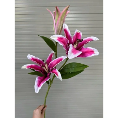 Hoa Ly Giả Cánh Xoăn Bông Size Lớn Vải Lụa Cành Cao 70cm Trang Trí Nhà Cửa 58k 2