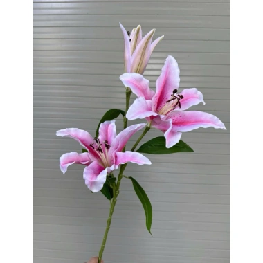 Hoa Ly Giả Cánh Xoăn Bông Size Lớn Vải Lụa Cành Cao 70cm Trang Trí Nhà Cửa 58k 3