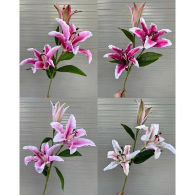 Hoa Ly Giả Cánh Xoăn Bông Size Lớn Vải Lụa Cành Cao 70cm Trang Trí Nhà Cửa 58k 6