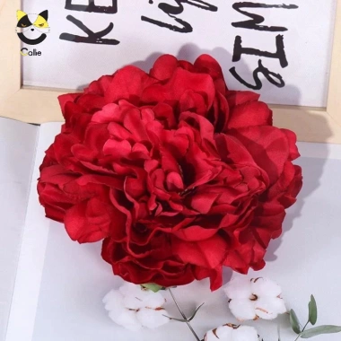 Hoa mẫu đơn lụa cao cấp bông to 12cm - phụ kiện decor tiệc cưới, tháp oản, Tết - 8.000₫