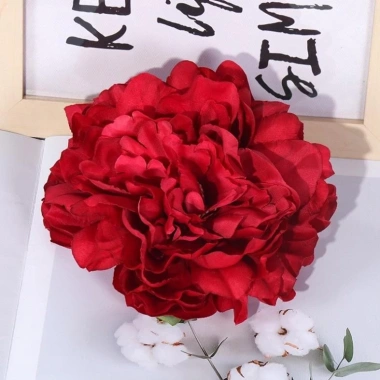 Hoa mẫu đơn lụa cao cấp bông to 12cm - phụ kiện decor tiệc cưới, tháp oản, Tết - 8.000₫