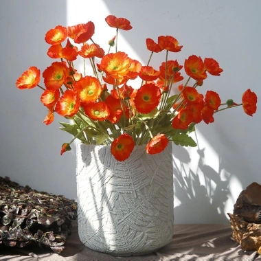 Hoa poppy giả lụa anh túc 1 nhánh 3 bông 1 nụ nhiều màu decor phòng 14.000₫