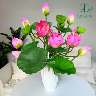 Hoa sen giả cao cấp loại 1 - Trang trí decor phong cách Quan Âm, chỉ 34.000đ 4
