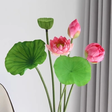 Hoa sen giả Quan Âm lụa cao cấp - Decor phòng khách, nhà hàng, giảm còn 34k 3