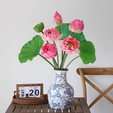 Hoa sen giả Quan Âm lụa cao cấp - Decor phòng khách, nhà hàng, giảm còn 34k 4