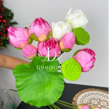 Hoa sen giả Quan Âm lụa cao cấp - Decor phòng khách, nhà hàng, giảm còn 34k 6