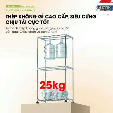 HOÀ TỐC 2.025 Tủ Sấy/Máy Sấy Quần Áo Bennix - Sấy Nhanh, Diệt Khuẩn, Khử Mùi, Bảo Vệ Quần Áo, Giá Ưu Đãi 1,200,000 VND