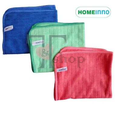 HỎA TỐC Combo 3 Khăn Lau Microfiber Homeinno 30x35cm Siêu Bền, Không Ra Lông Lau Bàn, Lau Kính