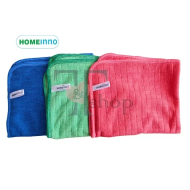 HỎA TỐC Combo 3 Khăn Lau Microfiber Homeinno 30x35cm Siêu Bền, Không Ra Lông Lau Bàn, Lau Kính