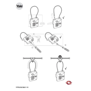Hỏa tốc HCM - Ổ khóa số Yale YTP3/32/350/1 rộng 32mm TSA, bảo mật cao, dùng cho khóa vali - MSOFT