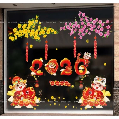 HOA TỐC HCM Size To Hoa Mai, Hoa Đào, Bánh Chưng Decal Tết 2.026 Dán Cửa và Kính 2 Mặt 79.000đ 9