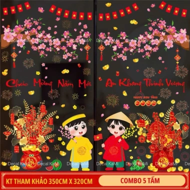 HOA TỐC HCM Size To Hoa Mai, Hoa Đào, Bánh Chưng Decal Tết 2.026 Dán Cửa và Kính 2 Mặt 79.000đ 10