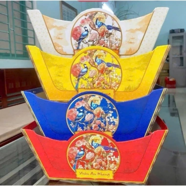 Hỏa Tốc Kèm Màng CO 4 Khay Thuyền Giỏ Quà Tết 2.026 Có Đế Lót Đựng Bánh Kẹo 29k 2