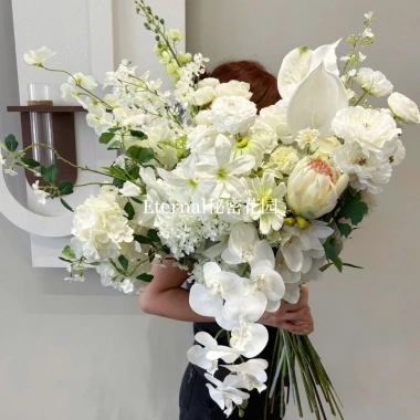 Hoa trang trí sự kiện, tiệc cưới, cắm điểm, cổng hoa - Decor hộp hoa lụa mica trắng, chỉ 12.500₫