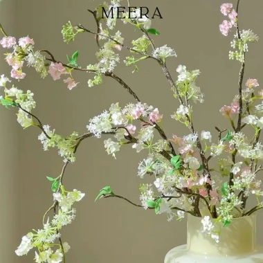 Hoa Tuyết Mai Giả Trang Trí MeeRa - Bình Gốm, Phòng Khách, Tết, Giá 65.000đ