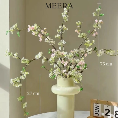 Hoa Tuyết Mai Giả Trang Trí MeeRa - Bình Gốm, Phòng Khách, Tết, Giá 65.000đ