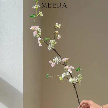 Hoa Tuyết Mai Giả Trang Trí MeeRa - Bình Gốm, Phòng Khách, Tết, Giá 65.000đ