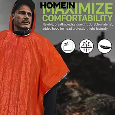 Homein Áo Mưa Nhôm Dày – Poncho Du Lịch Chống Thấm, Tái Sử Dụng, Cắm Trại – 52.380 VND
