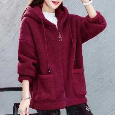 Hoodie Nữ Mùa Đông Len Cừu Dày Cashmere Hàn Quốc Dây Kéo - Siêu Ấm, Giá 148k 4