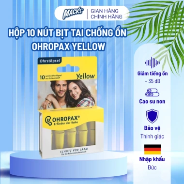 Hộp 10 nút OHROPAX YELLOW chống ồn Siêu mềm mại - Giá chỉ 239.000đ, xuất xứ Đức