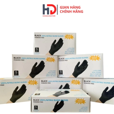 Hộp 100 Găng Tay Y tế Đen Nitrile Không Bột - Spa, Phun Xăm, Tóc, Giá 69.000₫