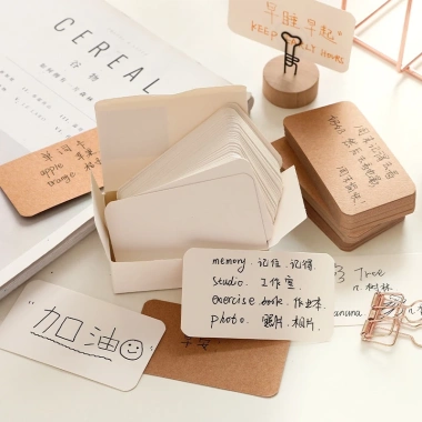 Hộp 100 tờ Giấy Kraft Cứng Cao Cấp - Giấy Note, Thẻ Trắng Viết Tay Tiếng Anh 2