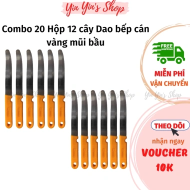 Hộp 12 Cây Dao Kinwi Stainless Steel Cán Vàng, Mũi Nhọn, Mũi Bầu - Giá chỉ 64.600 VND