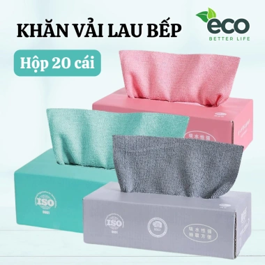 Hộp 20 Khăn Lau Bếp Rút Tiện Lợi - Siêu Thấm Hút, Tái Sử Dụng, Giá 32.000