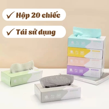 Hộp 20 khăn lau đa năng - Siêu thấm hút, tái sử dụng, làm sạch bếp, bát đĩa, khăn lau bảng 3