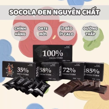 Hộp 24 cái Socola đen 100% nguyên chất không đường - Kẹo ca cao ăn kiêng 120g