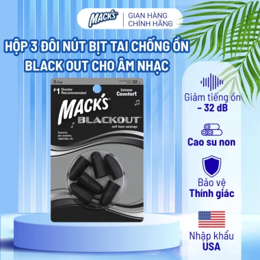 Hộp 3 đôi nút bịt tai Black Out chống ồn Macks Giá 109.000đ, giảm so với 141.700