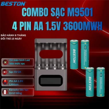 Hộp 4 Pin sạc 2A 1.5V Lithium Beston AA 3.600mWh (2AN-100) - Pin đồ chơi, karaoke, máy ảnh 189.000₫ 8